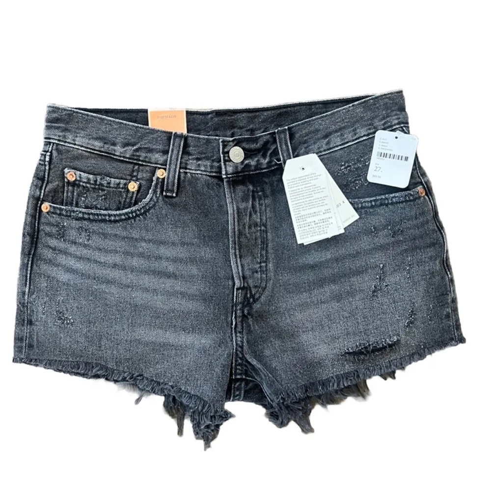 Levi’s Black Distressed 501 Denim shorts size 27